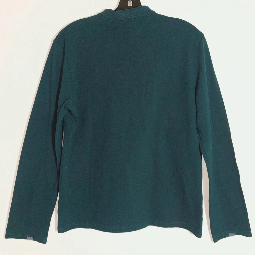 The Key Women's Long Sleeve Polo Shirt Collared Top Forest Green Size S EUC - Picture 9 of 10